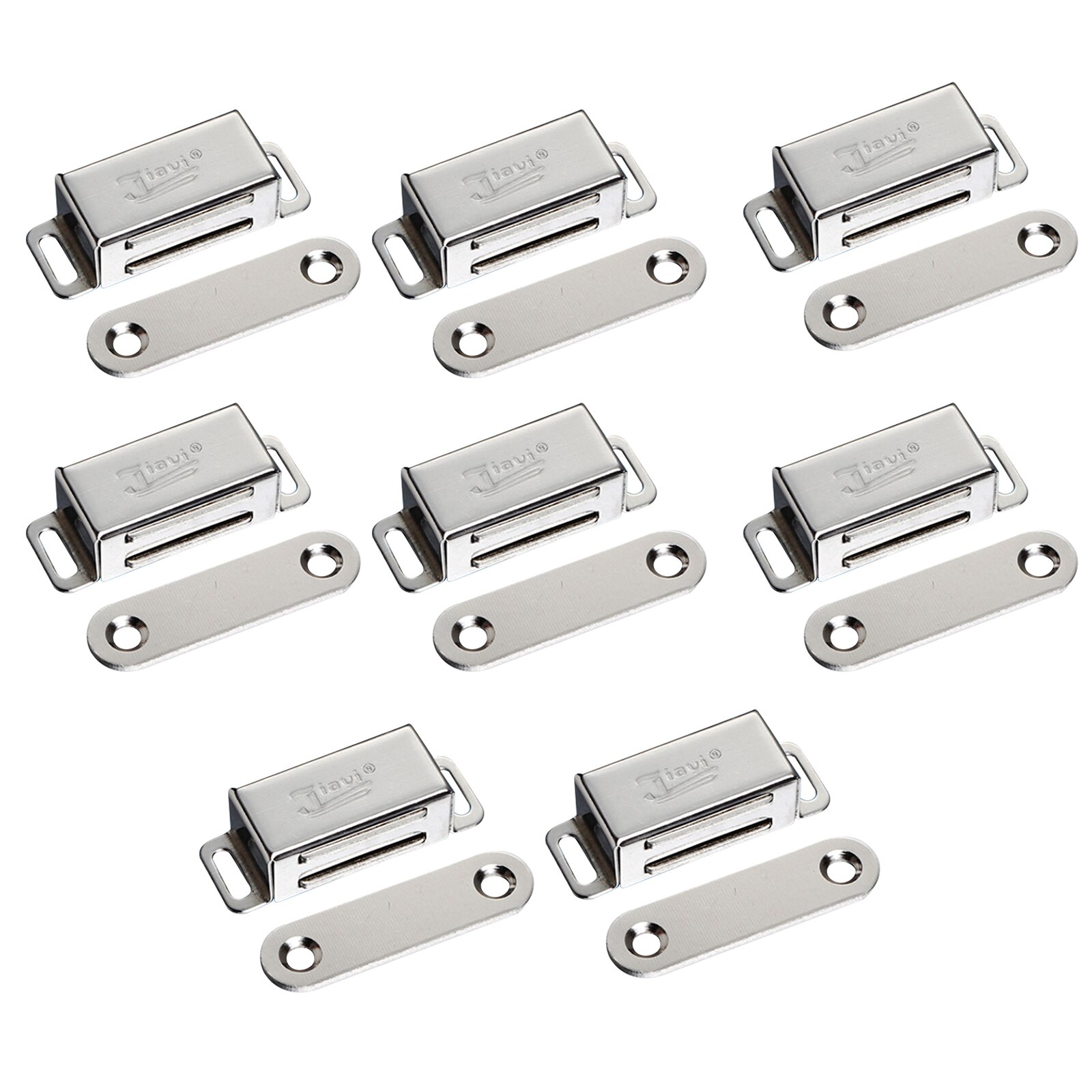 cupboard Cabinet etc furniture Door Latch/Catch Closures white plastic highly magnet catch with metal plate and free screws: 8pcs