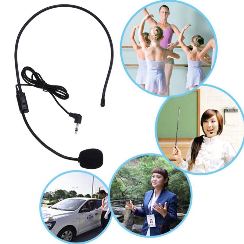 Wired Mic Boom Condenser Headset Microphone Flexible Wired 3.5mm Jack Mic For Loudspeaker