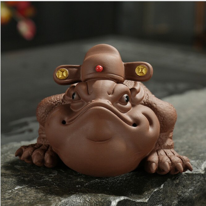 Toad thé ornements pour animaux de compagnie violet argile violet sable thé pour animaux de compagnie à la main en céramique thé accessoires décoration de la maison artisanat thé outils: green
