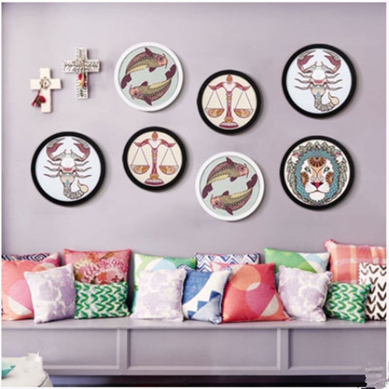 Massivt trä fotoram familj rund bildram enkel modern rund fotoram 6 7 8 10 tum