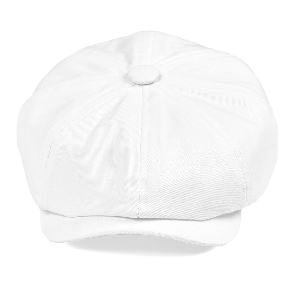 BOTVELA White Twill Cotton Newsboy Cap for Men Women Classic Cabbies Driver Apple Caps Gatsby Flat Hat Baker Boy Headpiece 003