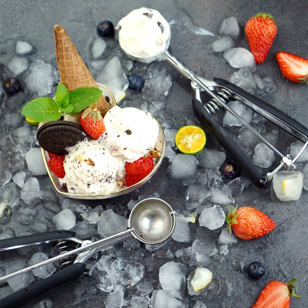 Ice Cream Spoon Ice Cream Spoon Dig Black 3 Piece Set Dishwasher Safe Ergonomic Frozen Dessert Watermelon Sorbet