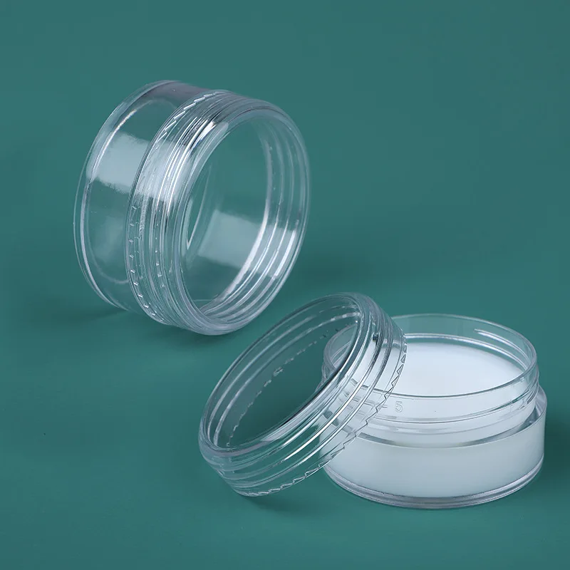 100 stuks 2g/5g/10g lege plastic potjes, transparante proefpotjes voor oogschaduw, crème, lippenbalsem, draagbare make-uppotjes