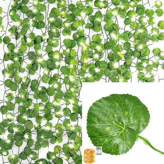 Hera Artificial para pared, plantas decorativas para el hogar, enredaderas, guirnalda verde colgante para habitación, jardín, oficina, decoración de pared de boda, follaje: Gris claro