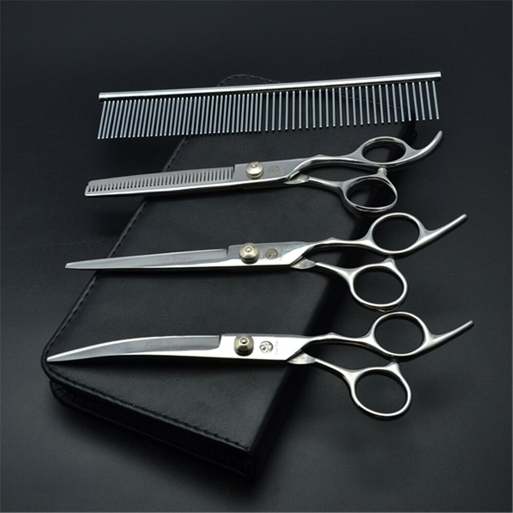 Professionelle Hundesalon Schere Set 6.0 "Edelstahl Lila Drachen Hund Schere Gebogene Schere Gerade Schere Ausdünnung Schere Z4001: Z3001 Yin D4 6Y