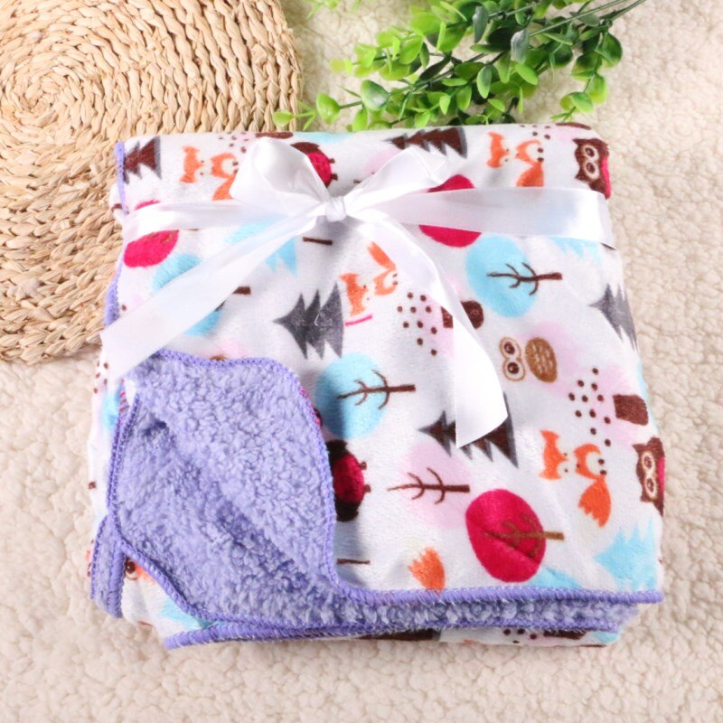 Factory Sales Baby Blanket thicken double layer fleece infant swaddle baby swaddle Microfiber plaid 76*102CM atrq0001