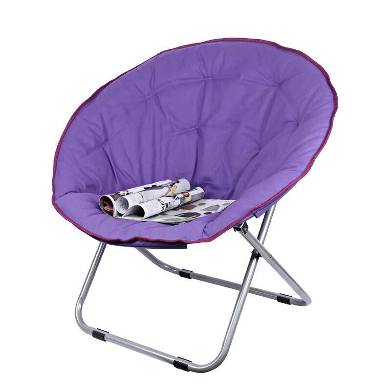 A 8%Folding Large Size Round Moon Saucer Camping Chair with Steel Frame Oxford Cloth Padded Seat Portable Moon Chair 7 Colors