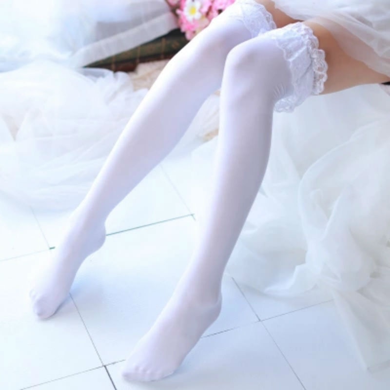 Japanse Kant Lolita Kawaii Panty Sok Full Body Panty Kous JK Uniform Hoge Knie Zwarte Witte Kousen Cosplay Sokken