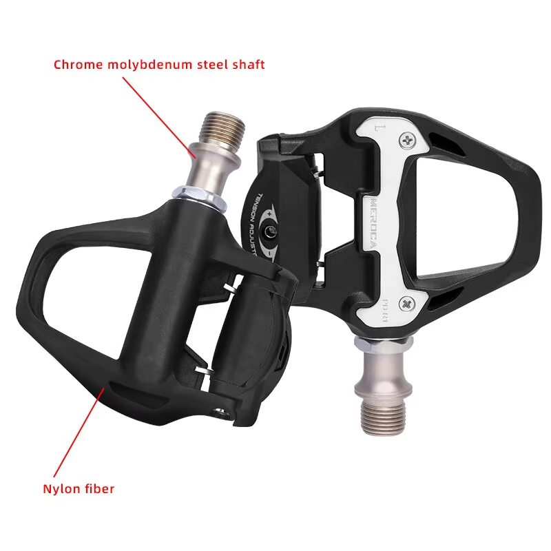 MEROCA Racefietspedalen Nylon Fietsvergrendelbare pedalen Fietslagerplaten Cliploze pedalen voor SPD SL systeem met vergrendelplaat