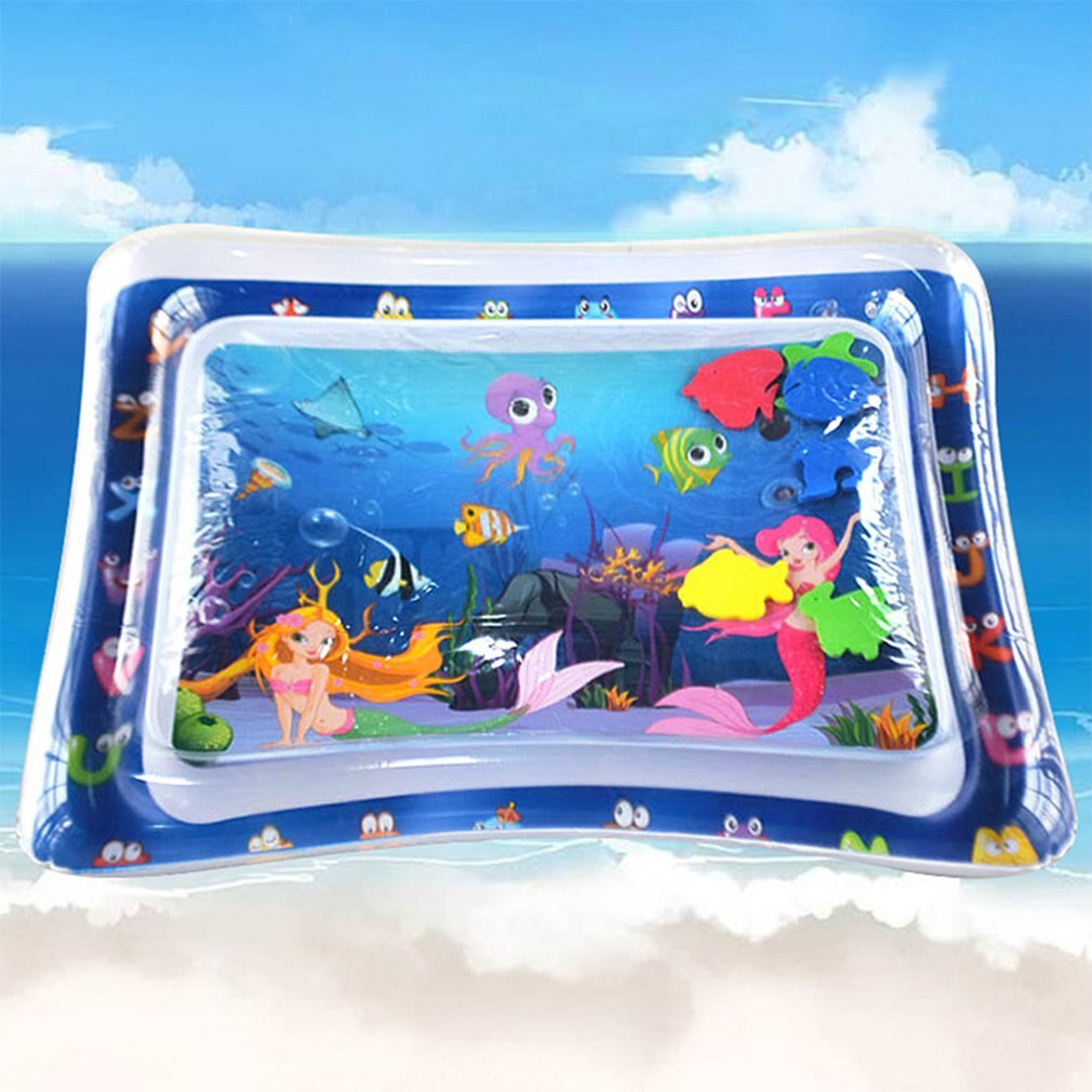 Water Mat Baby Inflatable Patted Pad Baby Inflatable Water Cushion Infant Play Mat Toddler Funny Pat Pad Toys: Square mermaid