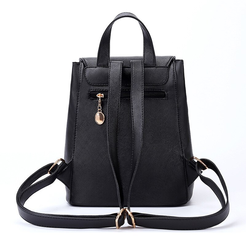 Black School Supplies Backpack Female PU Leather Backpack Japanese Street Bag Women's School Bag for Adolescent Girls Backpacks