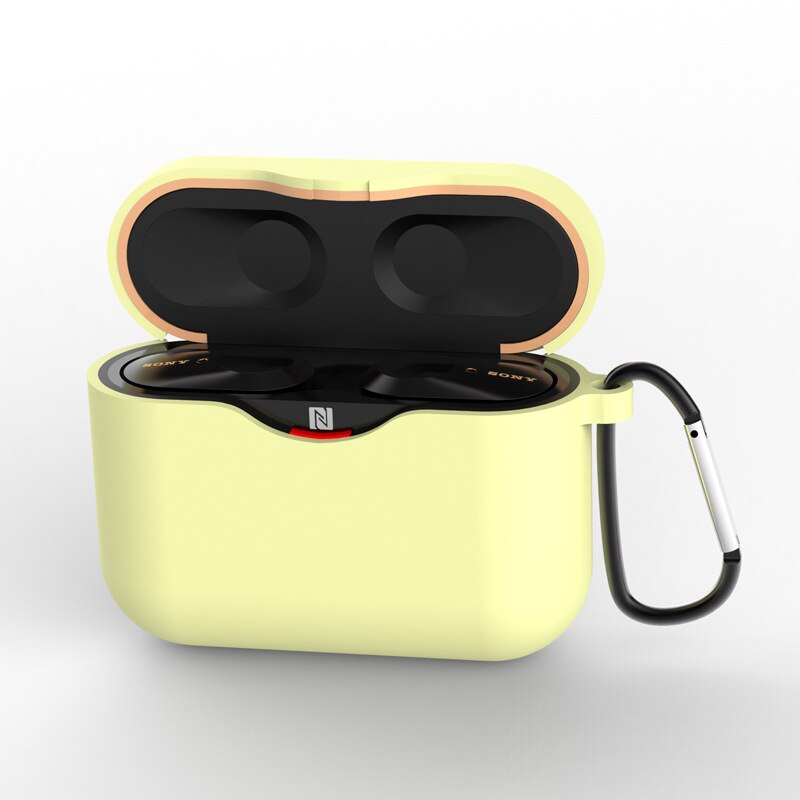 Trådlös bluetooth headsetbox anti-skyddande skal lämplig för sony wf -1000 xm 3 headsettillbehör med krok: Ljusgul