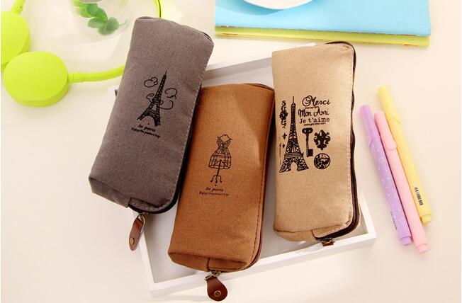Caja de lápices estilo francés Torre Eiffel, 1 unids/lote, Material Escolar para oficina Personal, Estojo Escolar, estuches de papelería, bolsa con cremallera