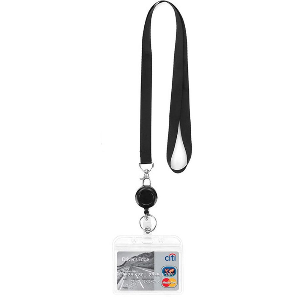 Porte-Danemark ge Rétractable avec Sangle de Cou pour Carte de Visite, Porte-Carte d'Identité, Ensemble de Danemark ges: Black