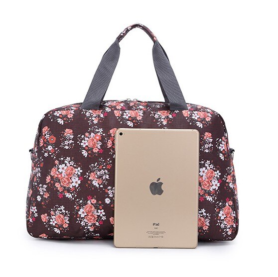 Bolso organizador de viaje con estampado de rosas, bolso de viaje plegable portátil para mujer, bolso de viaje para mujer