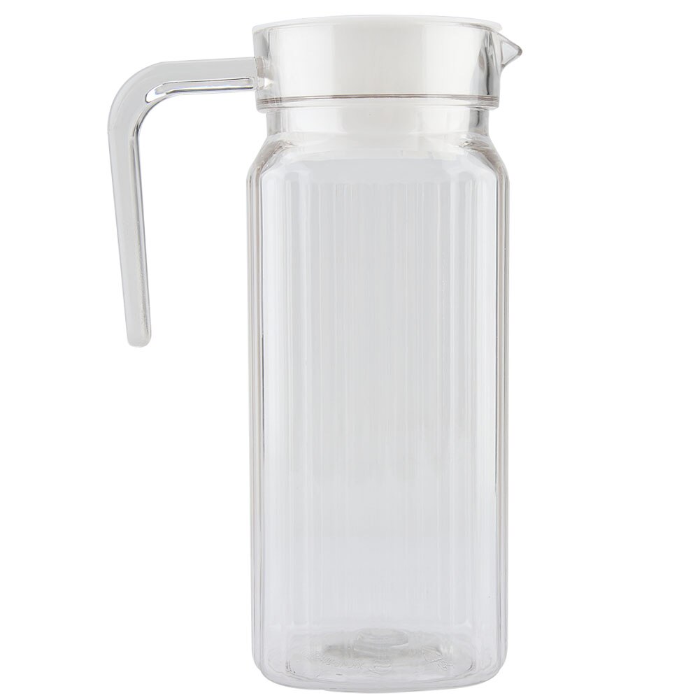 1100ml akryl gennemsigtig juice flaske med stor kapacitet stribet vand iskold saftkande med låg til bar home club kaffebar: 800ml