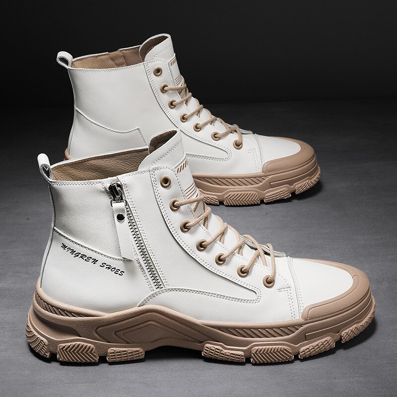 Bottes Martin imperméables et antidérapantes pour homme, chaussures de couleur unie, à lacets, nouvelle , hiver