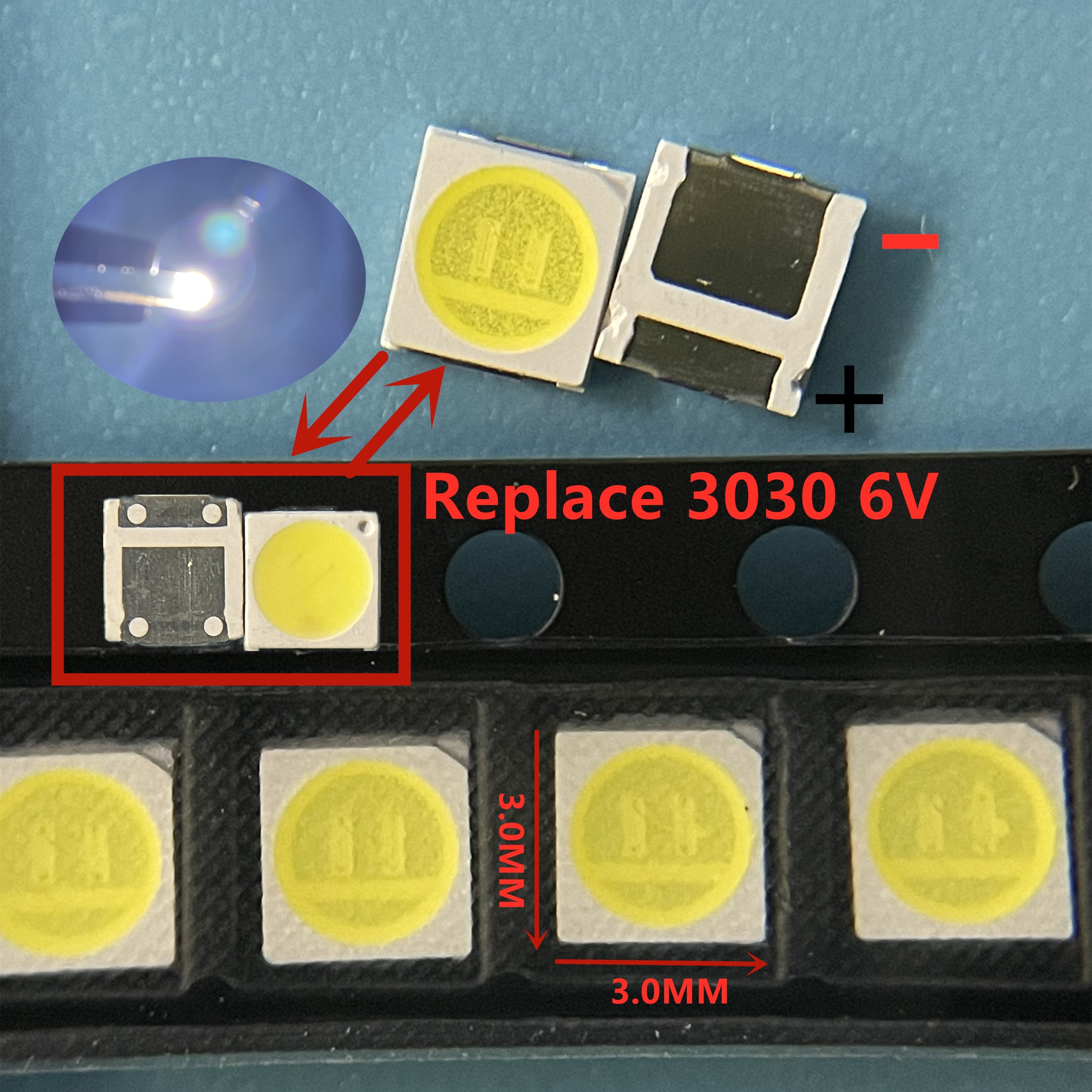 100 LEDs Rétroéclairage Pour TV/LCD 3030 6V Blanc Froid - SMD - Neuf - Pour Réparation écran