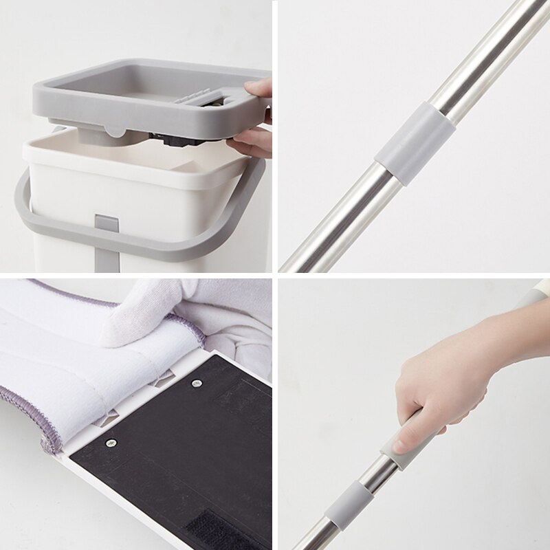 Platte dweil emmerset 360 graden rotatie reinigingsmiddel lui gereedschap vermijd handwas voor thuis clh@ 8