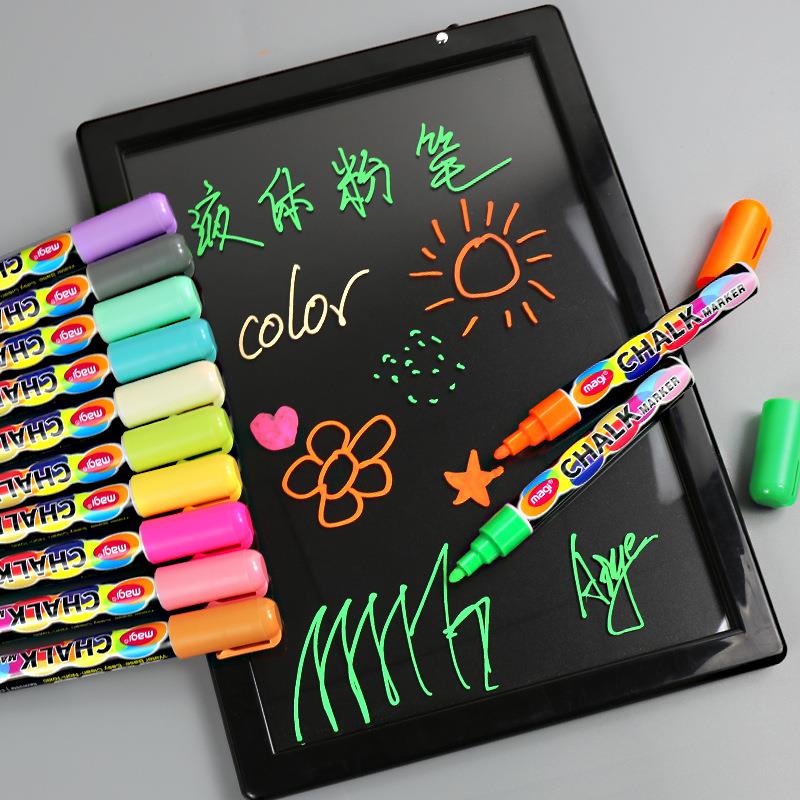 Stylos marqueurs à craie liquide effaçables, tableau d'écriture LED multicolore, fenêtre en verre, marqueur d'art, peinture pour enfants, tableau noir