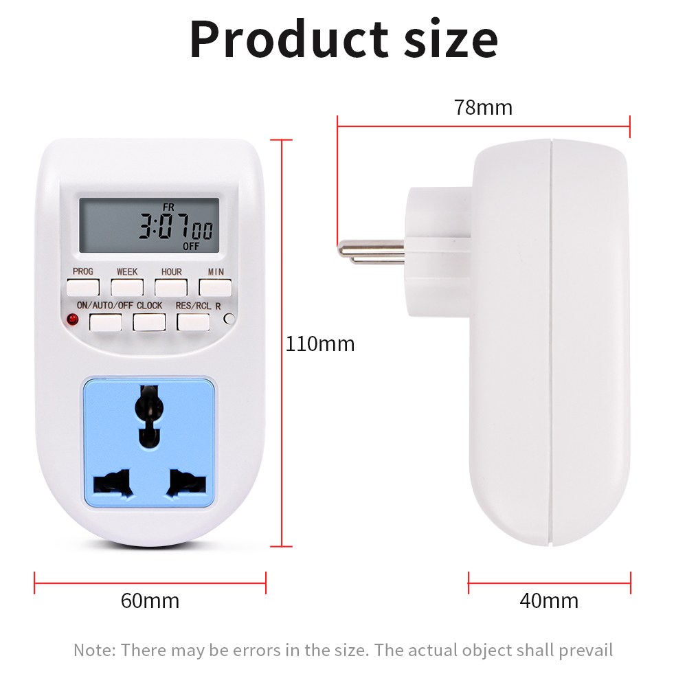 10A Digital Timer Switch Programmable Electronic Timing Socket Outlet Kitchen Appliance Hour Minute Weekly Time Control EU Plug