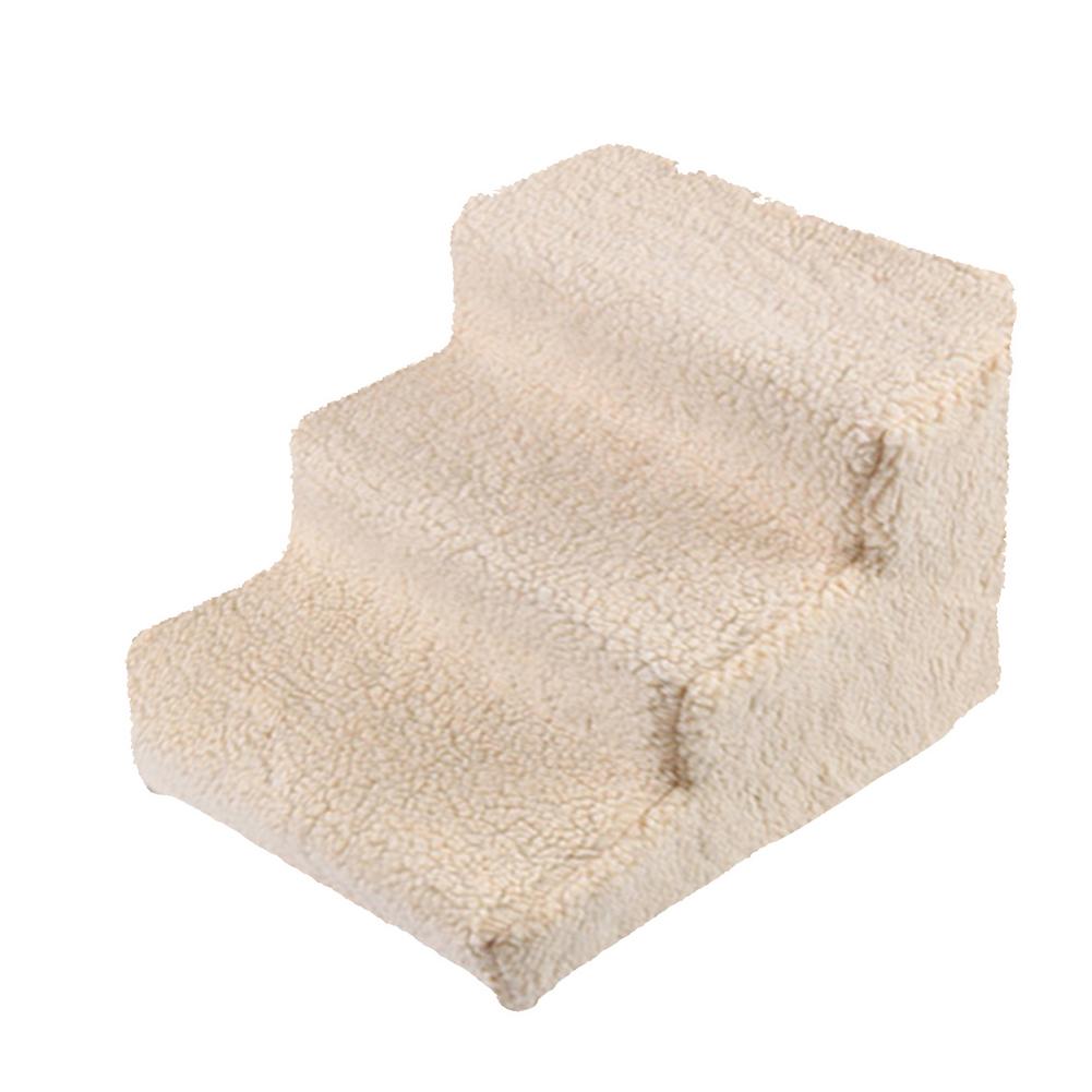 Escalera de escalada portátil para perros y gatos, rampa antideslizante de fácil montaje con 3 escaleras escalones para mascotas pequeñas: Beige 45 35 30cm