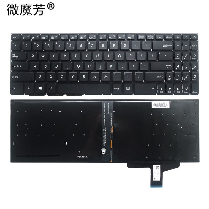 Clavier rétro-éclairé américain pour ordinateur portable, version anglaise, pour ASUS N580, N580G, V, VD, NX580V, VD, M580, YX570U, ZD, FX570, F570U