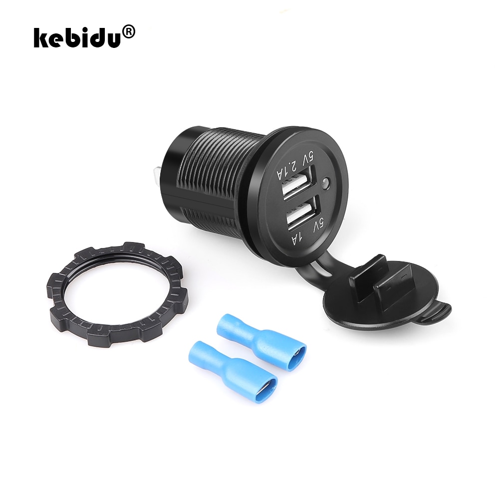 Kebidu Universale Caricabatteria Da auto USB Accendisigari Del Veicolo DC12V-32V Impermeabile caricabatterie doppio USB 2 Porta Presa di Alimentazione 5V 2.1A /1A