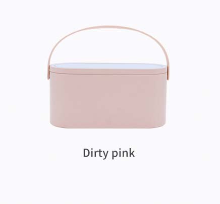 2 stilarter led berøringsskærm oplyst makeup spejl bærbar opbevaringstaske rejse kosmetik arrangør skønhedspleje værktøjer: Beskidt lyserød