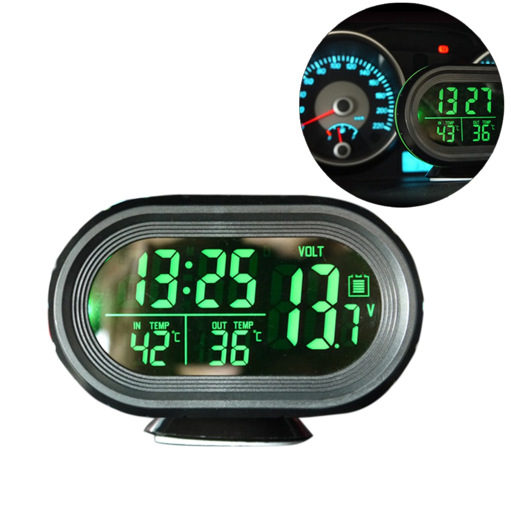 Multifunction Digital Car Voltage Monitor Meter Gauge Auto Electronic Alarm Clock LCD Display Temperature Thermometer Voltmeter