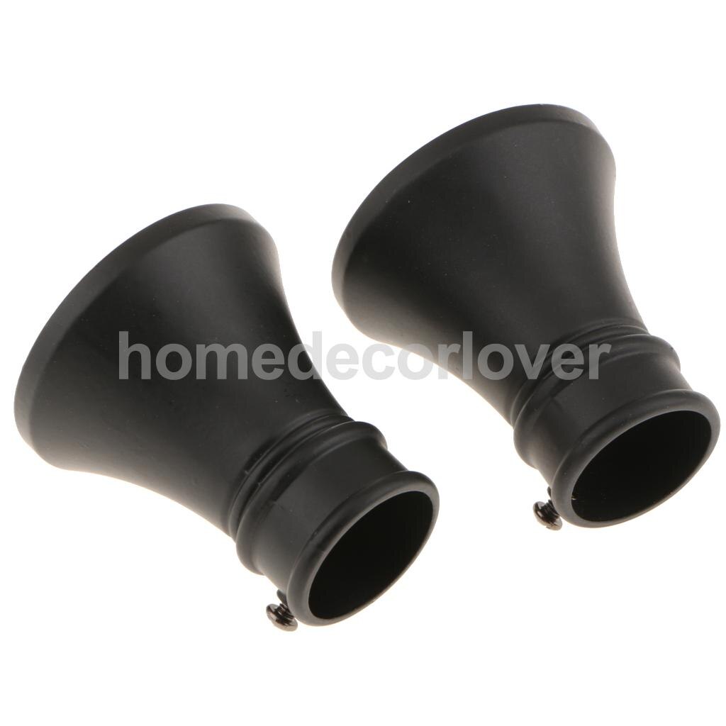 2Pcs Window Curtain Rod Drapery Pole Finals Decorative Heads Cap 28mm Inner Diameter: Horn Black 