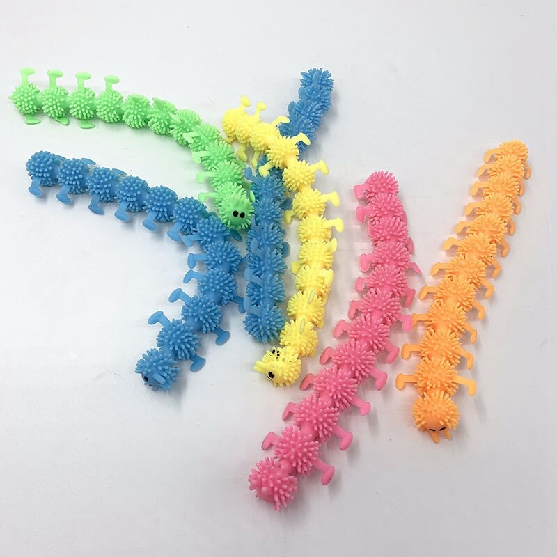 6Pcs Kleurrijke Fidget Zintuiglijke Speelgoed Rupsen & Honden Elastische String Voor Relief Angst Speelgoed Voor Kinderen En Volwassenen