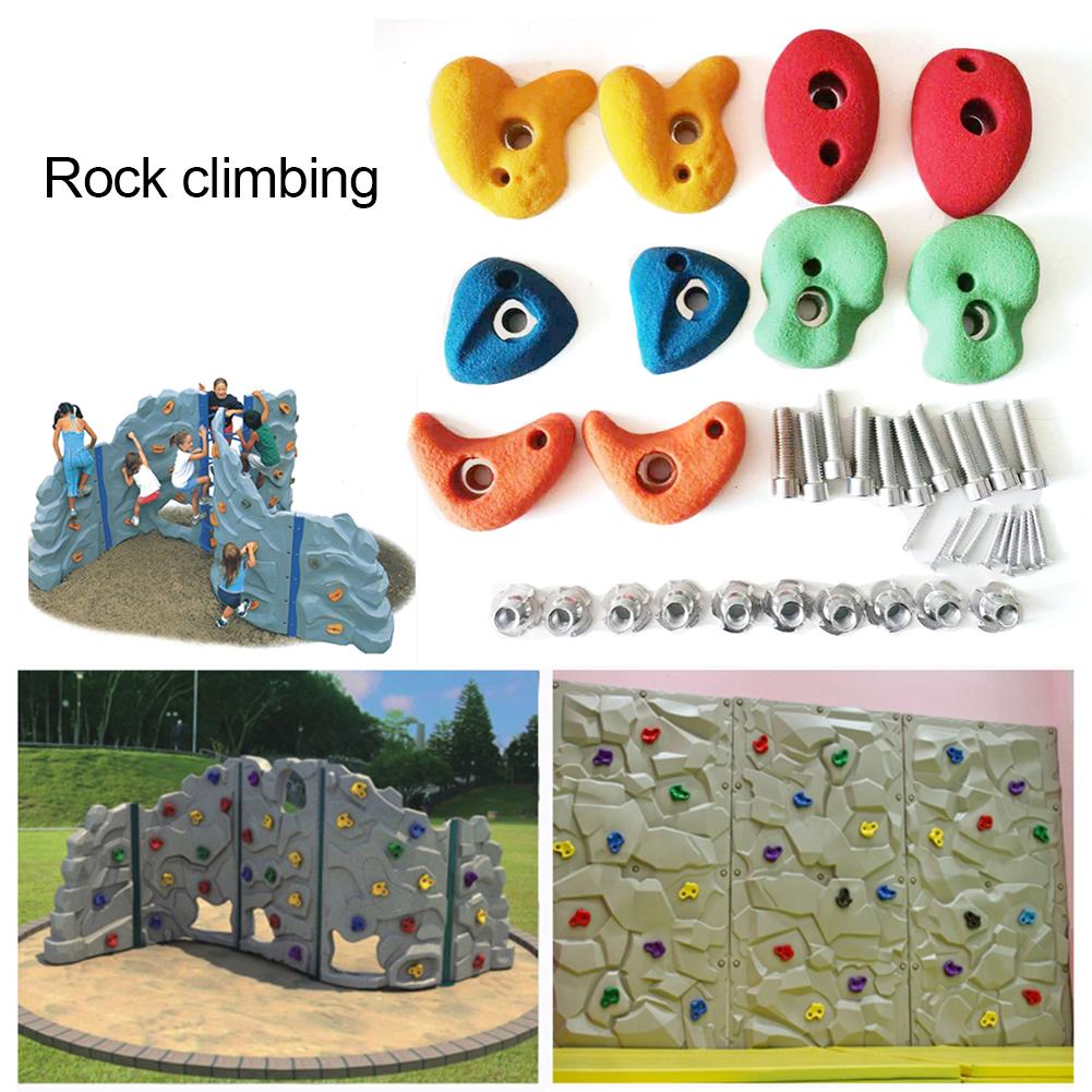 Rock Climbing Block Set Durable Various Shapes Resin Rock Climbing Suit 10 Pieces For School Wall Amusement Park