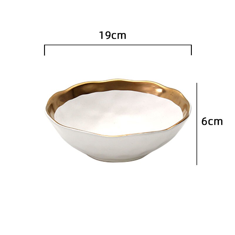 złoty udar talerze ceramiczne nordycki kreatywność matowe płytki talerz restauracja taca robić serwowania deser ciasto naczynia zastawa stołowa robić kuchni: Bowl-19x6cm-WT