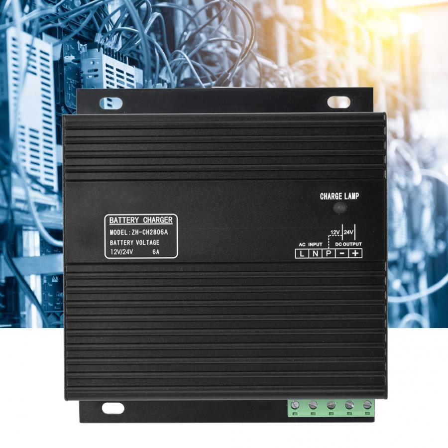 Smart Battery Charger 12V/24V 6A Intelligent Battery Charging Device Derv Genset Lead-Acid Battery Charger