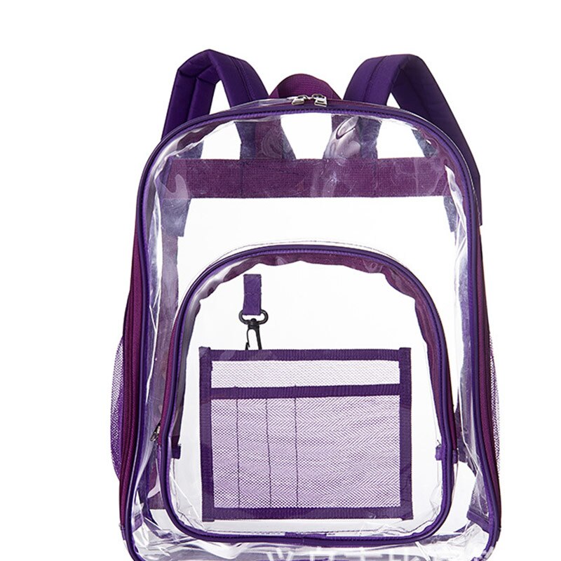 Aosbos Pvc Waterdicht Transparant Schooltas See Through Rugzakken Grote Capaciteit Rugzak Solid Clear Rugzak: Purple