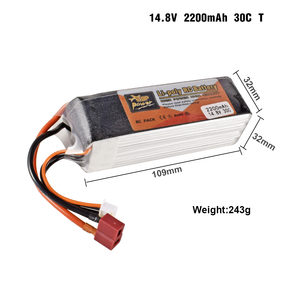 Batterie Lipo pour Voiture et Bateau RC, 4S, 14.8V, 1800-6000mAh, 30C, 45C, avec compte 60 T