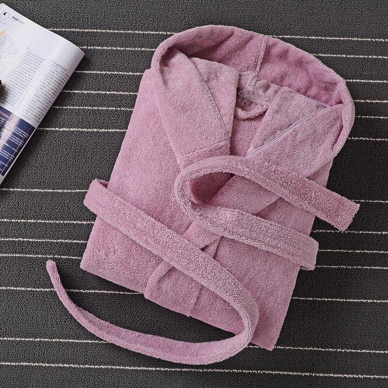 Invierno Albornoz de algodón de los hombres con capucha hombre ropa de dormir traje de franela amantes túnica gruesa de manga larga suave cálido Albornoz de hombre blanco