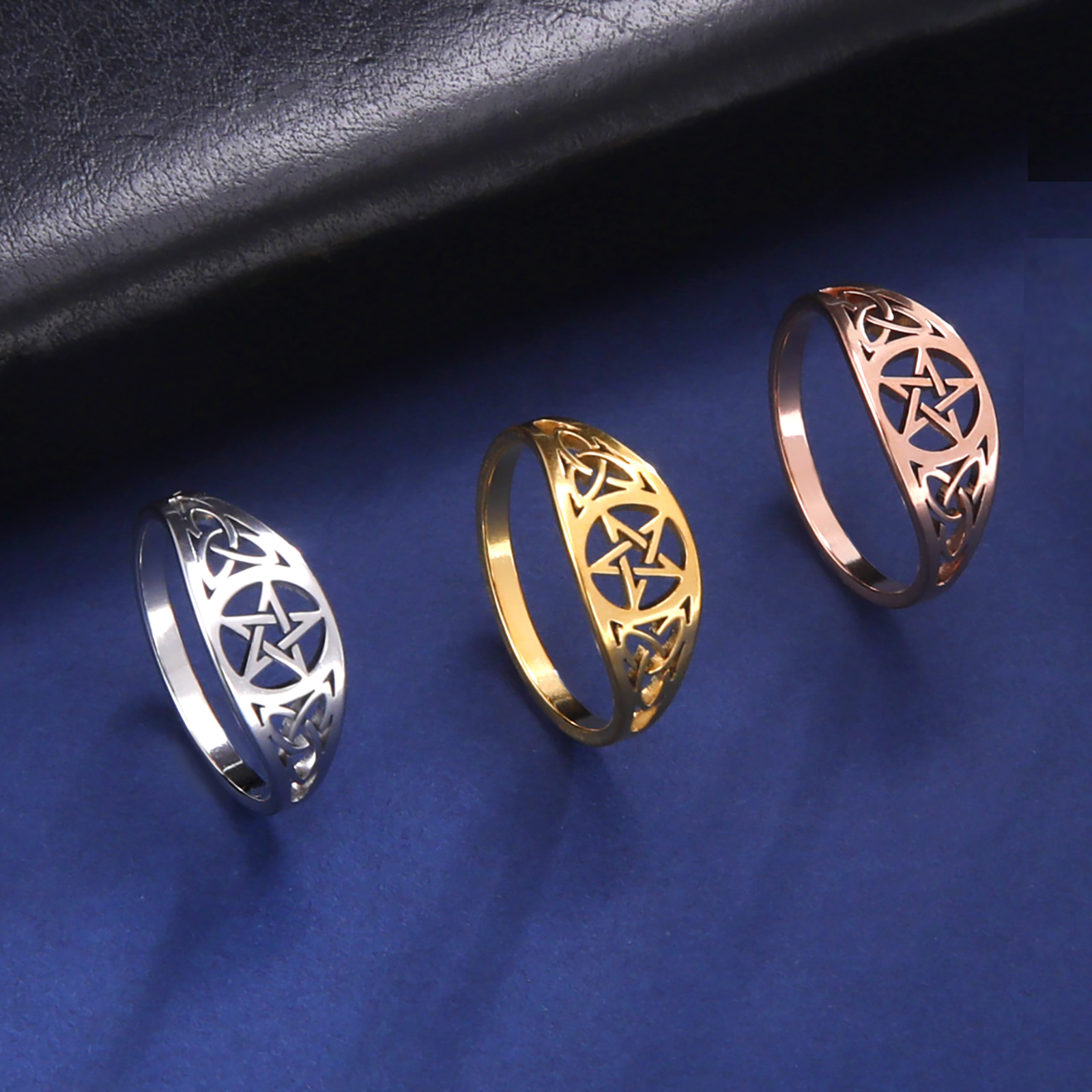 Skyrim – bague pentagramme étoile en acier inoxydable, nœud irlandais, pour femmes et hommes, amulette surnaturelle Wicca, bijoux , , 2025