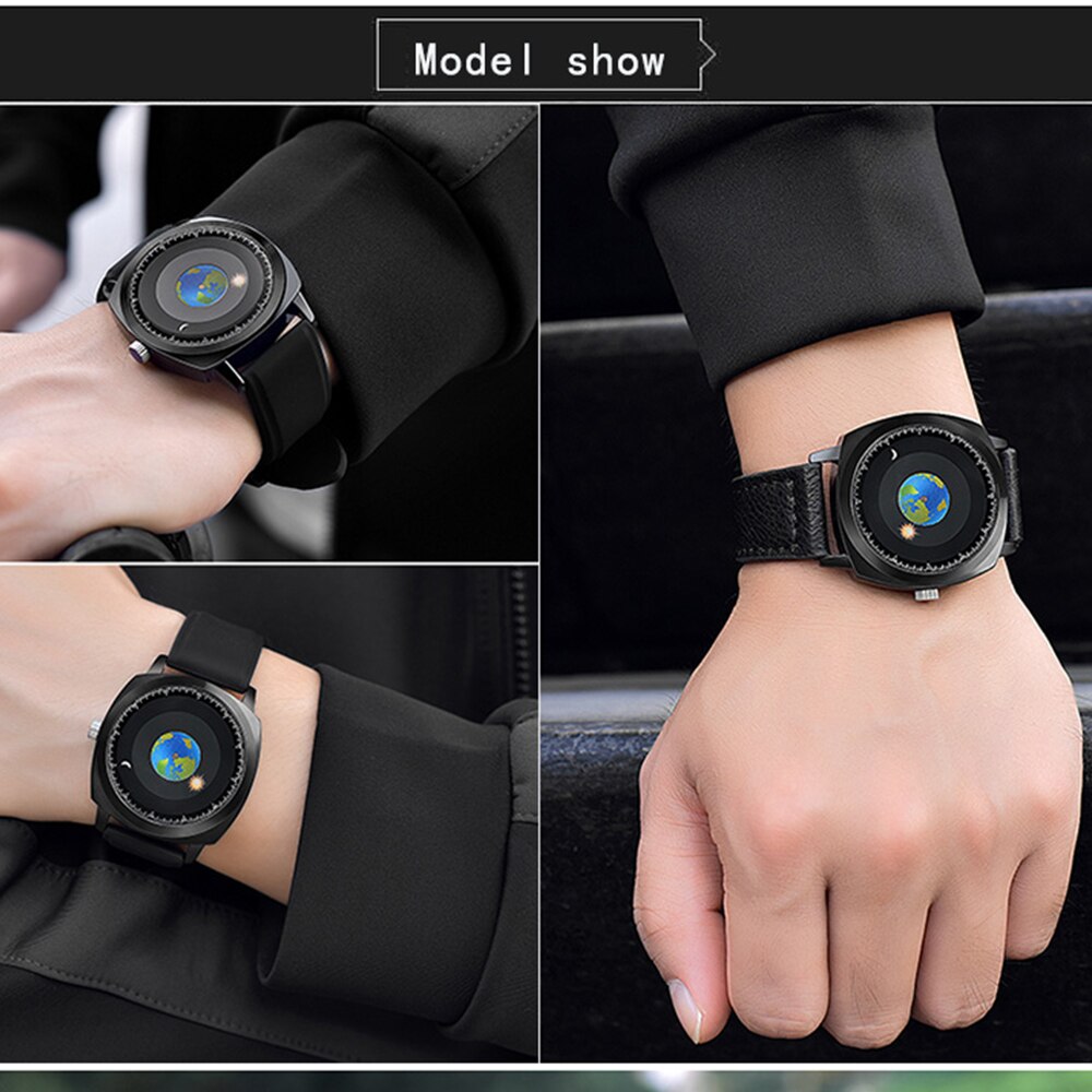 ADDIES Men Watches Rotation Earth Moon Sun Watch Waterproof Quartz Wristwatches Man Clock Reloj de hombre