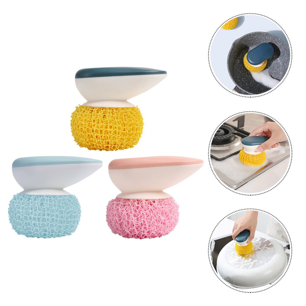 3PCS Scouring Brush Kitchen Utensil Pot Pan Dish Scouring Cleaning