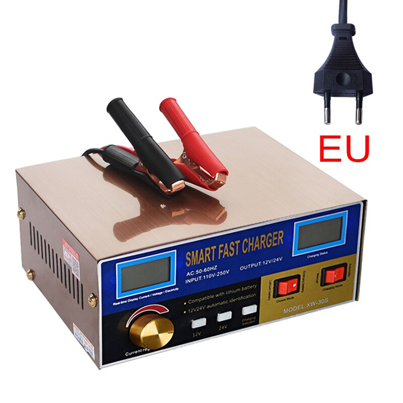 AGM Start-stop Car Battery Charger 400W Intelligent Pulse Repair Battery Charger 12V 24V Truck Motorcycle Charger: EU