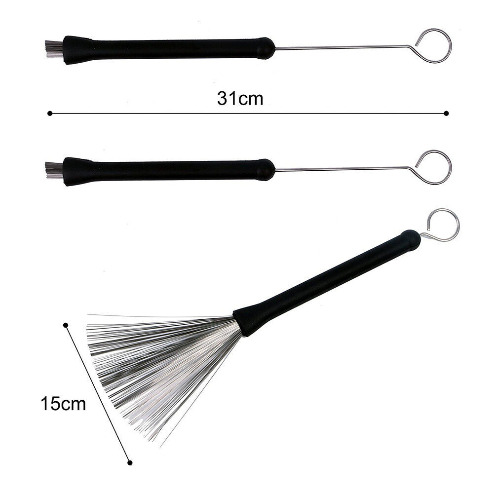 1Pcs Metal Wire Drum Brushes Cleaning Tool Portable Jazz Musical Retractable Sticks N66