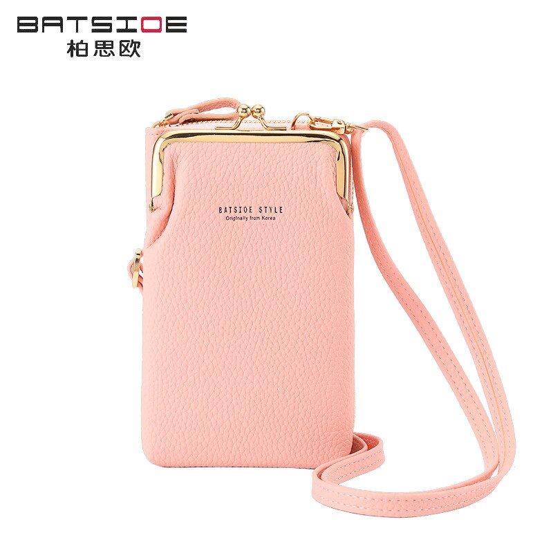 Batsioe-Bolso de teléfono para mujer, Cartera de estilo coreano de gran capacidad, longitud media, informal, con cremallera, bandolera Vertical, novedad de