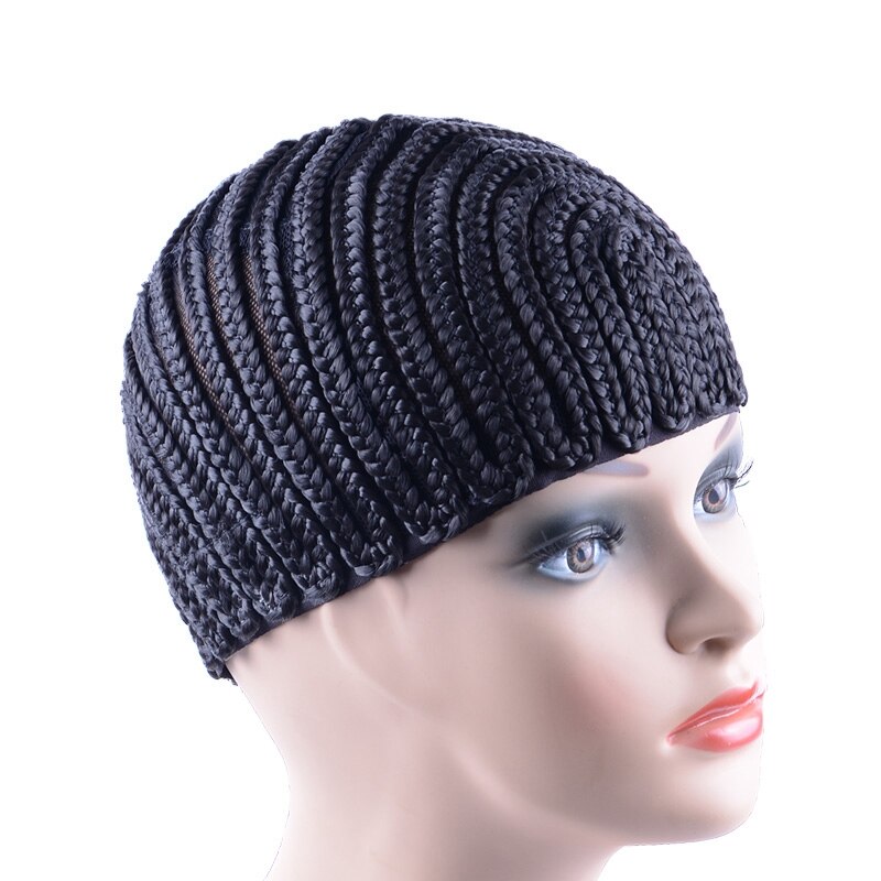 Bonnet en Cornrow Super élastique pour tissage de perruque, couleur noire, Crochet, pour la fabrication de perruques, supérieure, 1 pièce