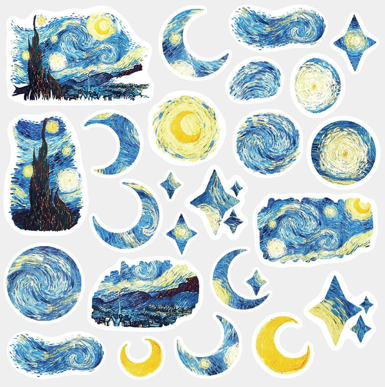 Moon Star Stickers Cute painting Diary Decoration Label Paper Stickers Pack DIY Stickers school supplies escolar: xing yue