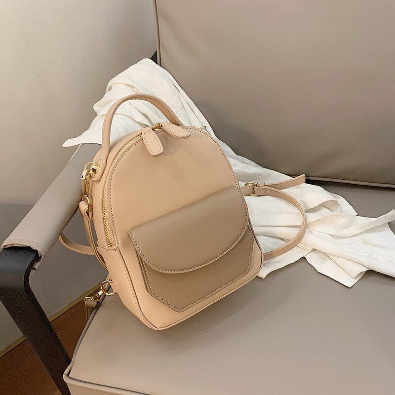 Tamara Effen Kleur Vrouwen Leren Rugzak School Reistassen Eenvoudige Mode Dagelijkse Tas Lady Crossbody Rugzakken: khaki