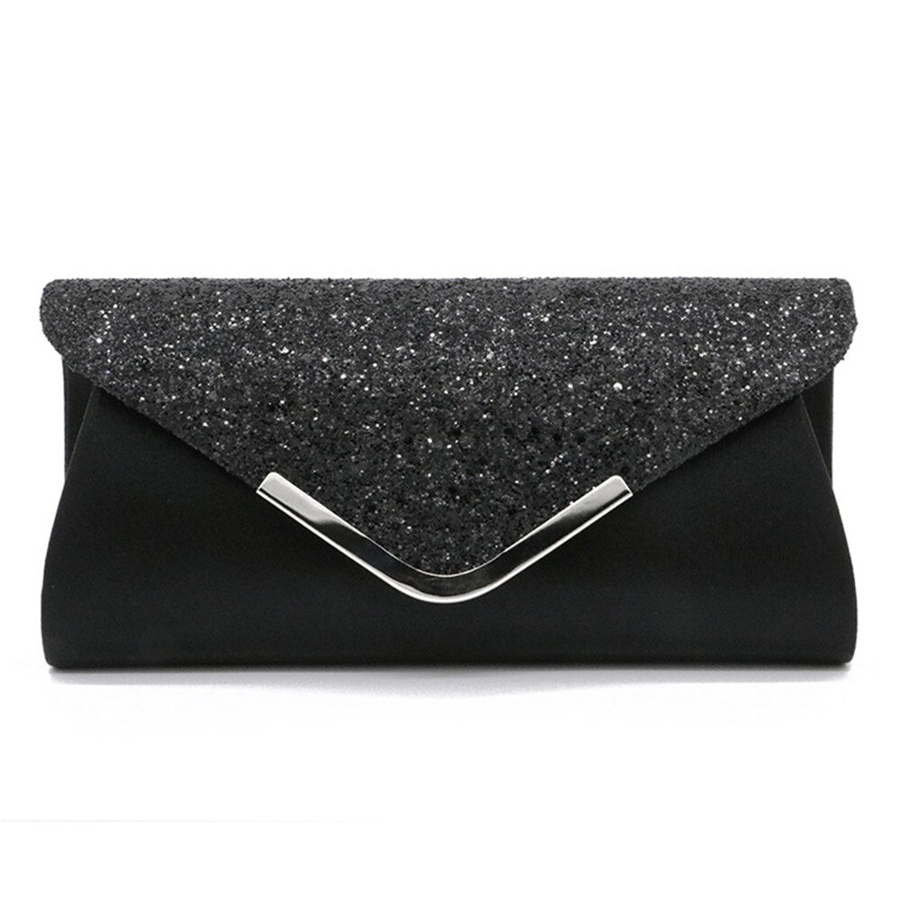 Sacs à main de soirée en PU pour femmes, pochettes de mariage, chaîne à bandoulière scintillante, 1 pièce: Black