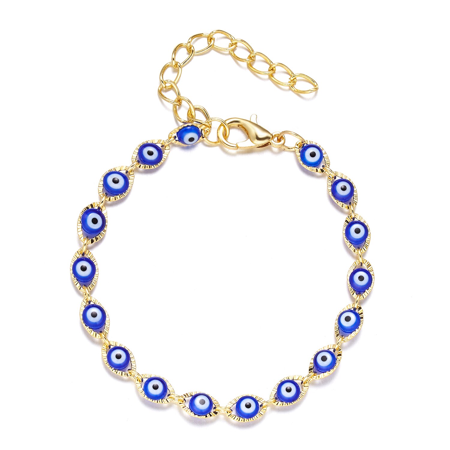 Rinhoo Classic Trendy Turkish Evil Eye Bracelet Pave Lucky Blue Eye Charm Bracelet Adjustable Female Party Jewelry: 10