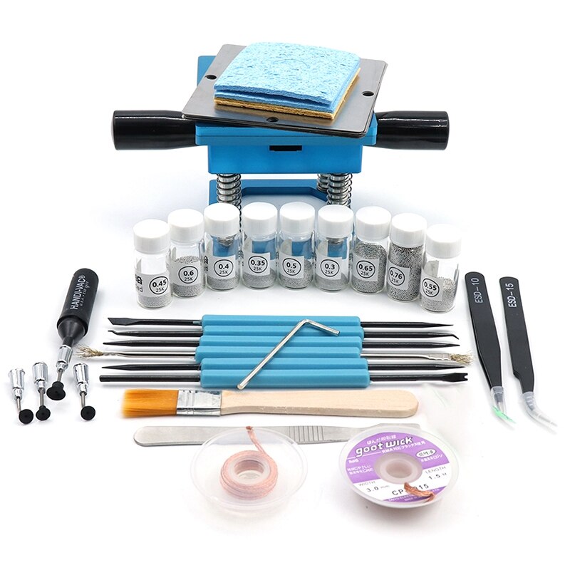 Bga Reballing Kit 90Mm Aluminium Alloy Mesh Bga Reballing Station With Hand Shank Bga Universal Stencil + 10Pc Bga Solder Ball: Default Title